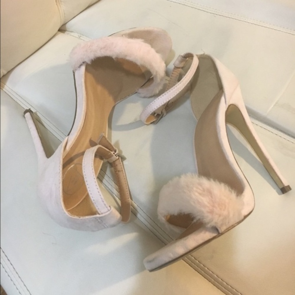Pink furry heels